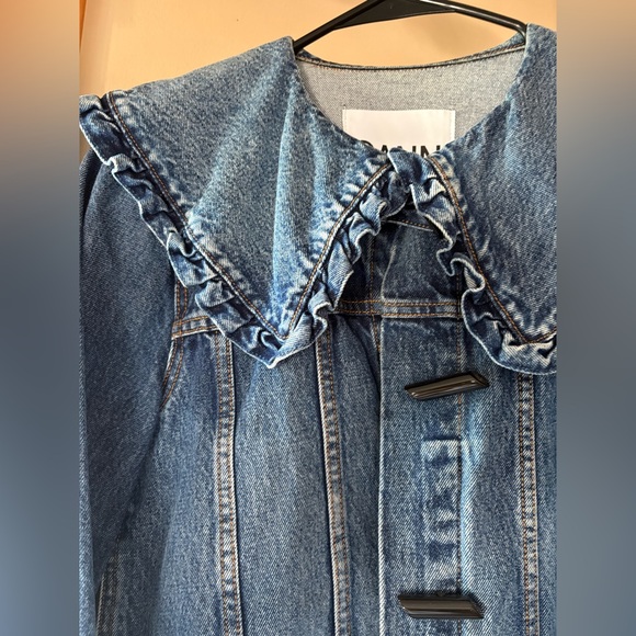 Ganni ruffled Peter Pan collar denim jacket - Picture 8 of 10